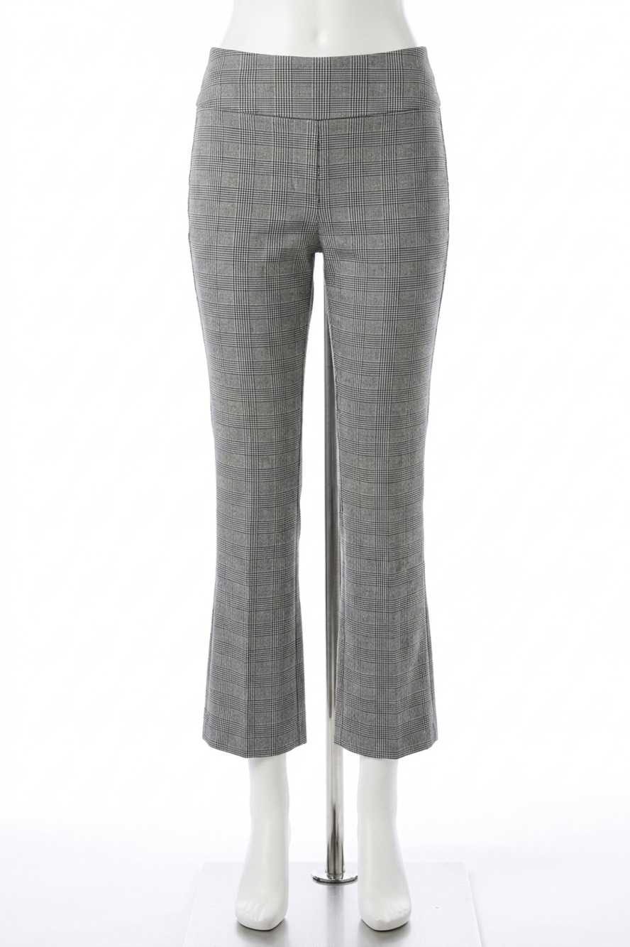NEW ELLIOTT LAUREN breaking plaid pull on pant in grey